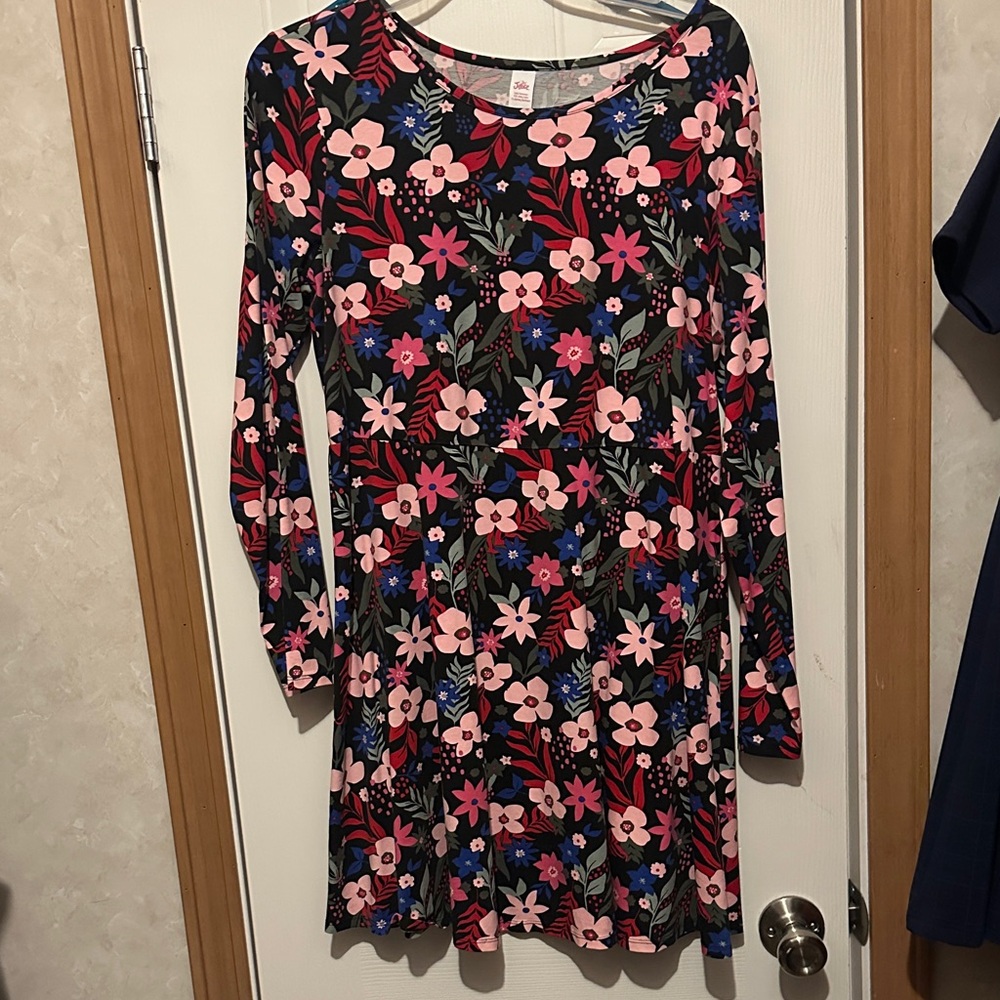Justice Floral Kids Dress - Pink and Blue